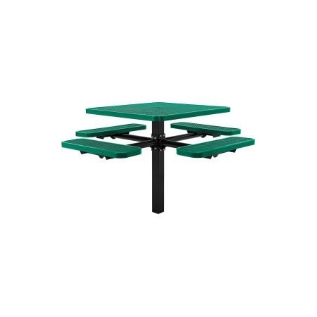 GLOBAL EQUIPMENT 46" Square In-Ground Mount Outdoor Steel Picnic Table, Expanded Metal, Green 695293GN